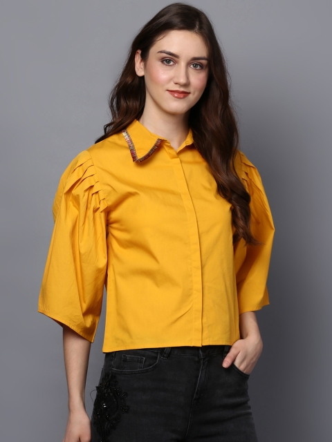 

STREET 9 Women Mustard Regular Fit Solid Casual Shirt