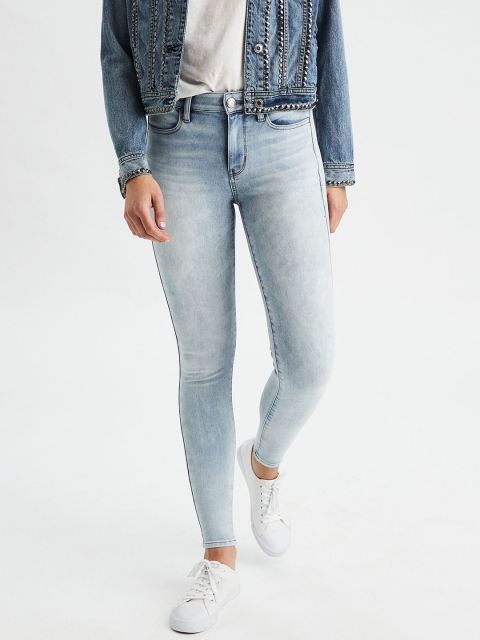 

AMERICAN EAGLE OUTFITTERS Women Blue Skinny Fit High-Rise Clean Look Stretchable Jeans