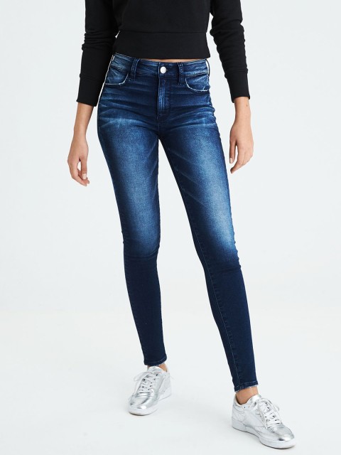 

AMERICAN EAGLE OUTFITTERS Women Navy Blue Skinny Fit High-Rise Clean Look Stretchable Jeans
