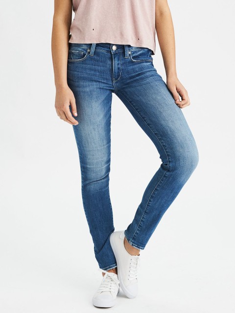 

AMERICAN EAGLE OUTFITTERS Women Blue Skinny Fit Low-Rise Clean Look Stretchable Jeans
