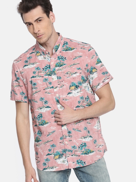 

AMERICAN EAGLE OUTFITTERS Men Pink Regular Fit Printed Casual Shirt