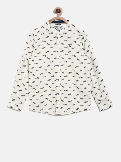 

Allen Solly Junior Boys White Regular Fit Printed Casual Shirt