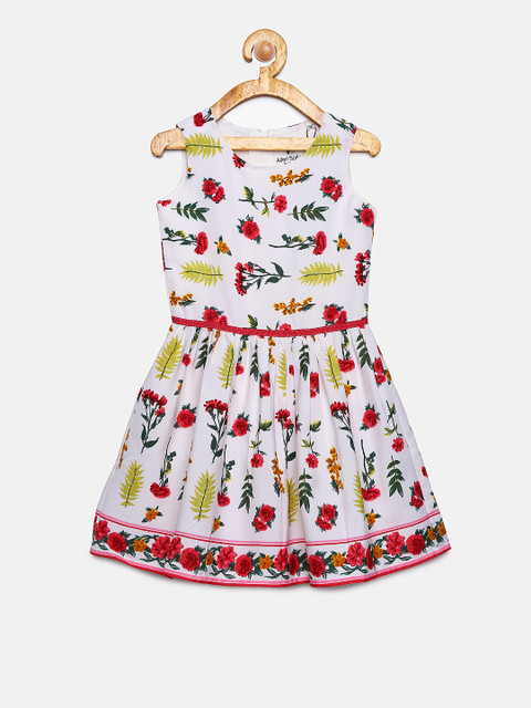 

Allen Solly Junior Girls White Printed Fit and Flare Dress