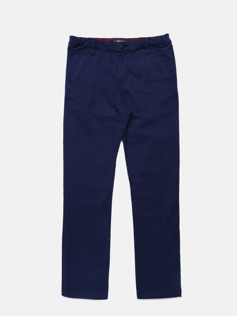 

Allen Solly Junior Boys Navy Blue Slim Fit Solid Regular Trousers