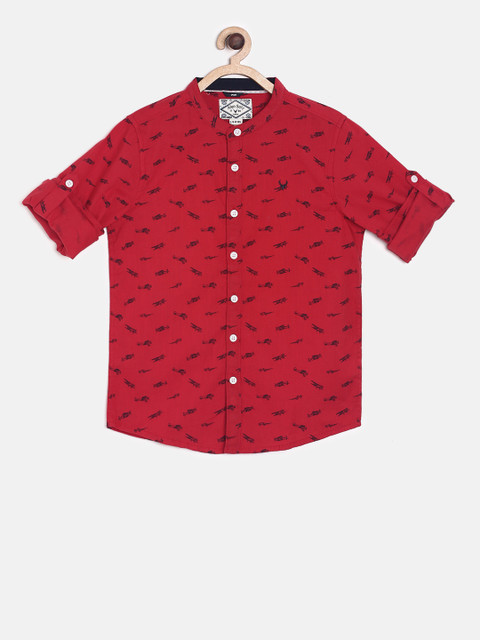 

Allen Solly Junior Boys Red Regular Fit Printed Casual Shirt