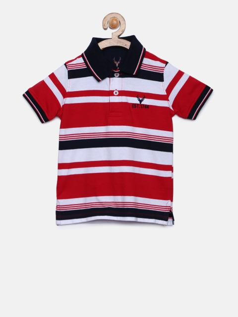 

Allen Solly Junior Boys Red & White Striped Polo Collar T-shirt