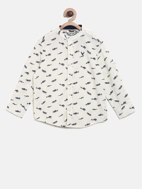 

Allen Solly Junior Boys White Regular Fit Printed Casual Shirt