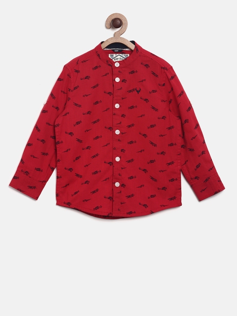 

Allen Solly Junior Boys Red Regular Fit Printed Casual Shirt