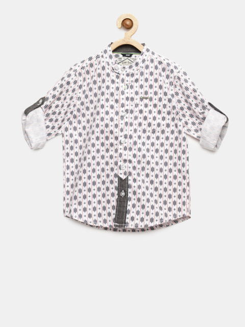 

Allen Solly Junior Boys White & Black Regular Fit Printed Casual Shirt