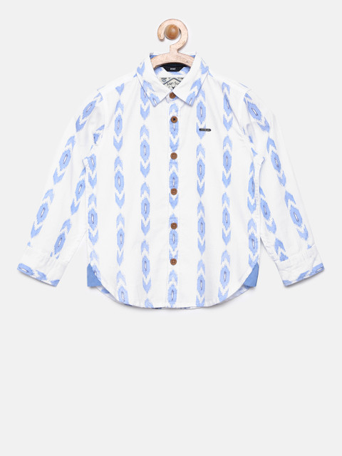 

Allen Solly Junior Boys White & Blue Regular Fit Printed Casual Shirt
