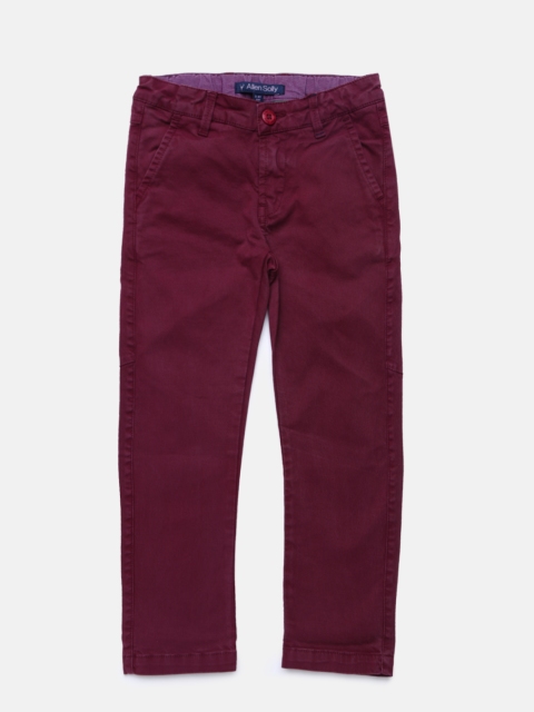 

Allen Solly Junior Boys Maroon Slim Fit Solid Regular Trousers