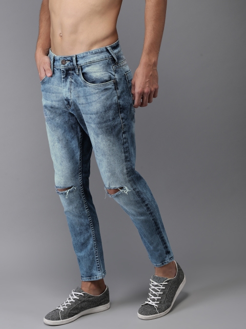 

Moda Rapido Men Blue Slim Fit Mid-Rise Slash Knee Stretchable Cropped Jeans