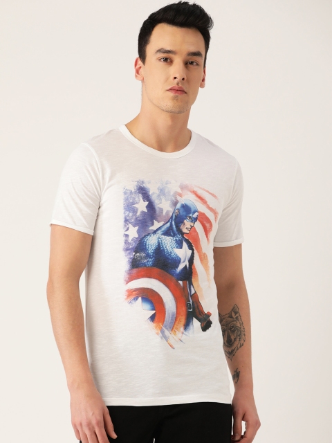 

Indigo Nation Street Men White & Blue Printed Round Neck T-shirt