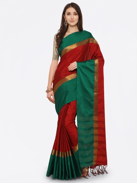 

Kvsfab Red Woven Design Saree