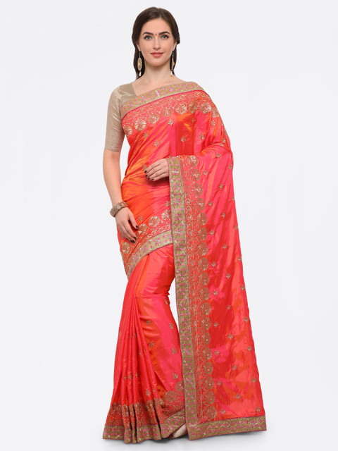 

Kvsfab Coral Embroidered Saree