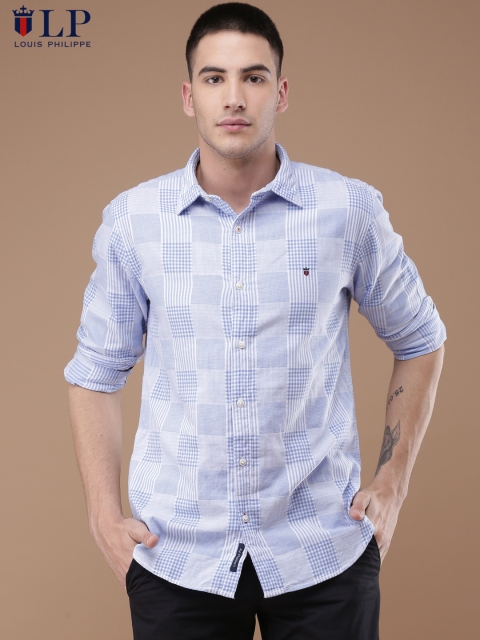 

Louis Philippe Sport Men Blue & White Super Slim Fit Checked Casual Shirt