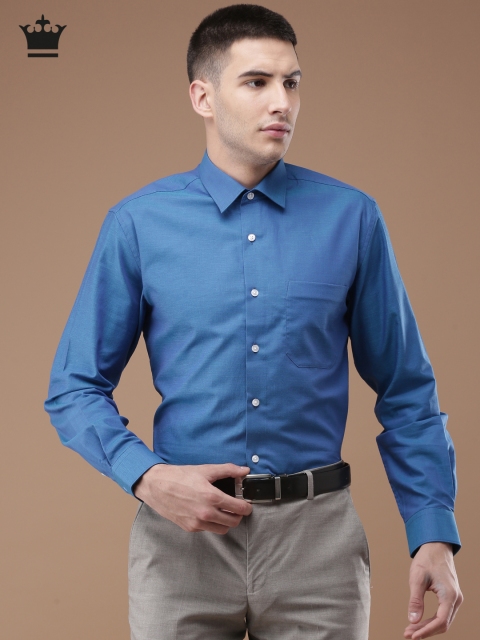 

Louis Philippe Men Blue Slim Fit Self Design Formal Shirt