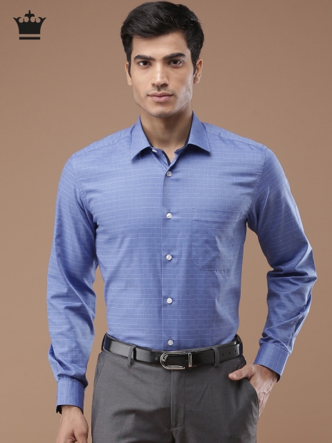 

Louis Philippe Men Blue & White Slim Fit Checked Formal Shirt