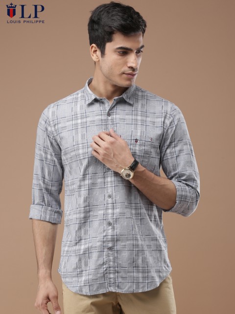 

Louis Philippe Sport Men Grey Super Slim Fit Checked Casual Shirt
