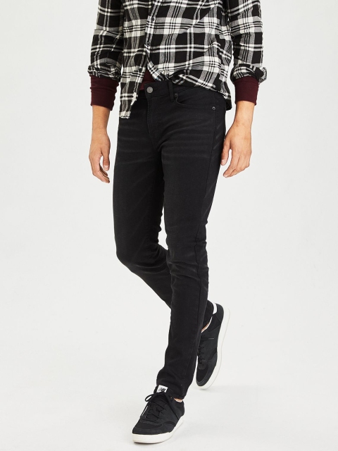 

AMERICAN EAGLE OUTFITTERS Men Black Skinny Fit Mid-Rise Clean Look Jeans