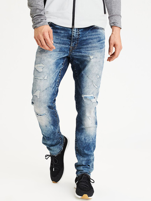 

AMERICAN EAGLE OUTFITTERS Men Blue Slim Fit Mid-Rise Mildly Distressed Stretchable Jeans