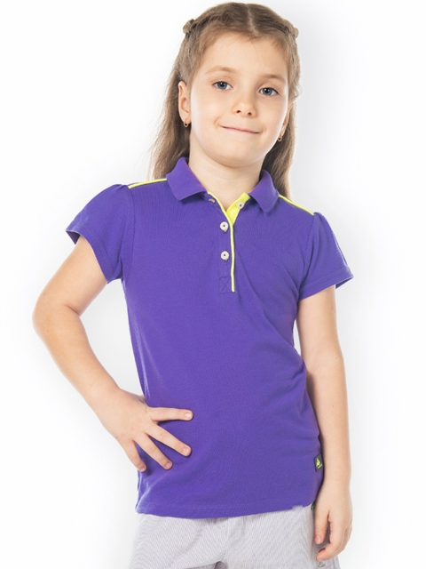 

Cherry Crumble Girls Purple Solid Polo Collar T-shirt