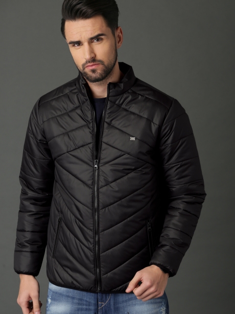 

Roadster Men Black Solid Puffer Jacket