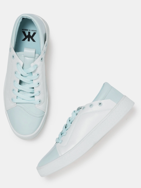 

Kook N Keech Women White & Blue Colourblocked Sneakers