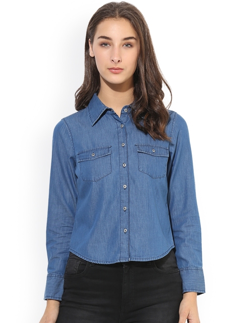

Heather Hues Women Blue Comfort Regular Fit Solid Casual Shirt