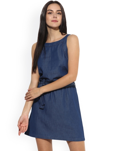 

Heather Hues Women Blue Solid Fit & Flare Denim Dress