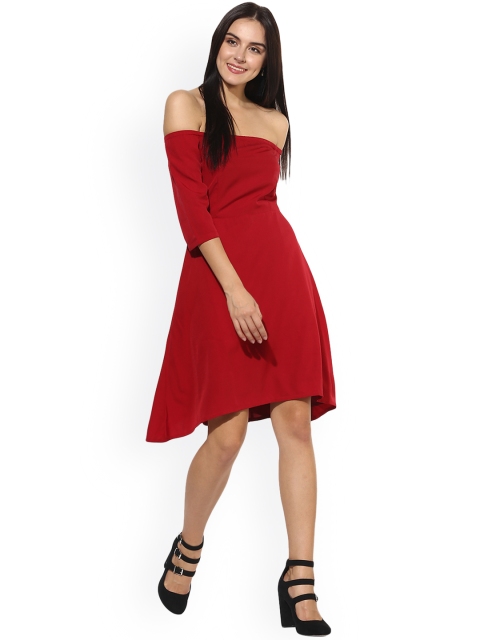 

Heather Hues Women Maroon Solid Fit & Flare Dress