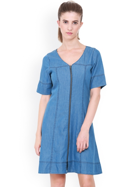 

Heather Hues Women Denim Blue Solid A-Line Dress