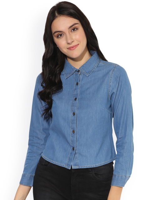 

Heather Hues Women Blue Standard Regular Fit Solid Casual Shirt