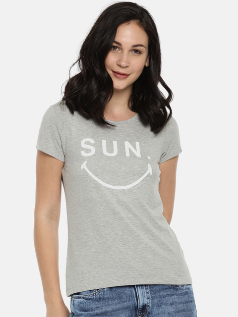 

Fame Forever by Lifestyle Women Grey Printed Top
