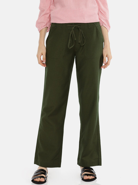 

Fame Forever by Lifestyle Women Olive Green Regular Fit Solid Regular Trousers