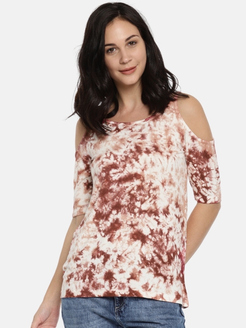 

Fame Forever by Lifestyle Women Maroon & White Dyed Top