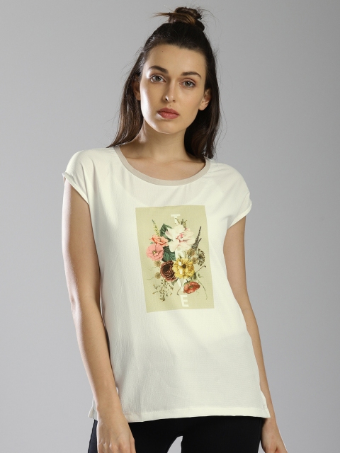 

Bossini Women Off-White Printed Top