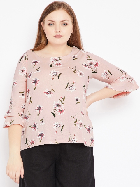 

nexus Plus Size Women Dusty Pink Floral Print Top