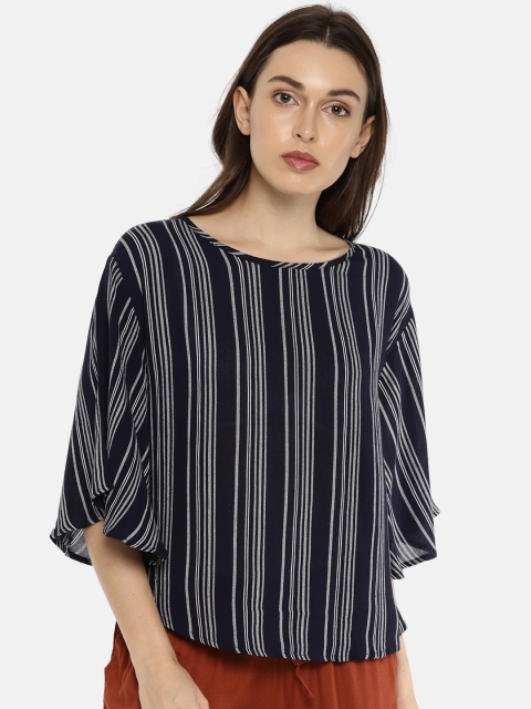 

Fame Forever by Lifestyle Women Navy & White Striped Top, Navy blue