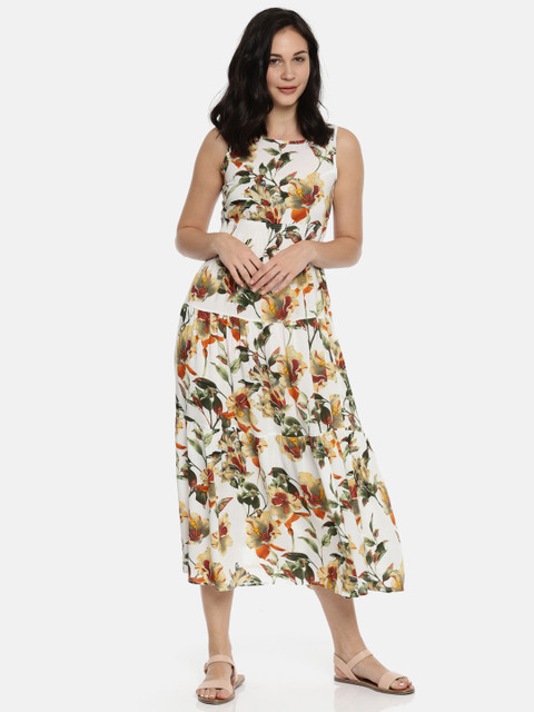 

Ginger by Lifestyle Women Off-White Printed A-Line Dress