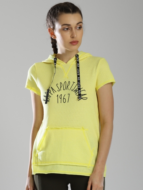 

Kappa Women Yellow Printed Hood T-shirt