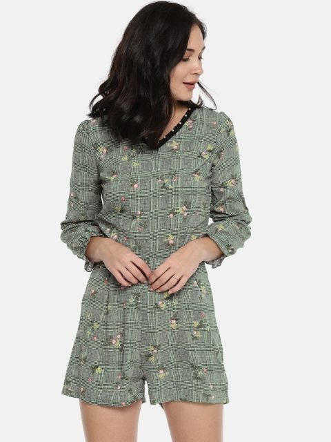 

Ginger by Lifestyle Green & Black Printed Playsuit