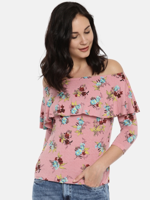 

CODE by Lifestyle Women Pink Printed Bardot Top