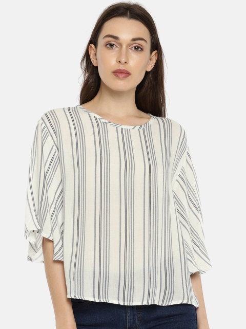 

Fame Forever by Lifestyle Women White & Blue Striped Top