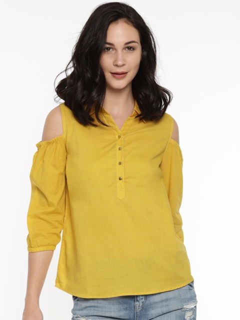 

Fame Forever by Lifestyle Women Mustard Yellow Solid Shirt Style Top