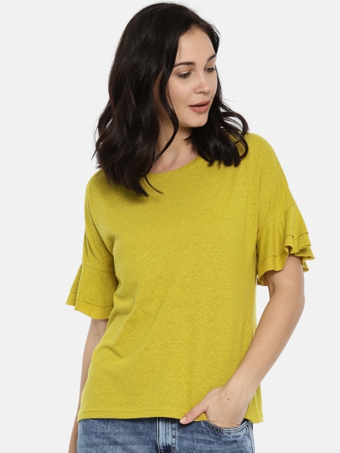 

Fame Forever by Lifestyle Women Yellow Solid Top