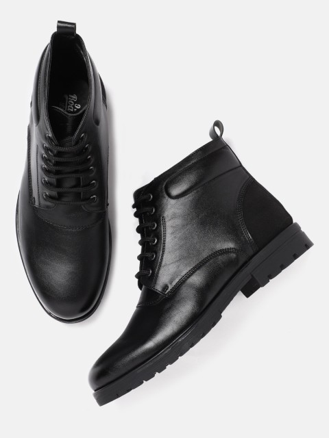 

Roadster Men Black Solid Mid-Top Flat Boots