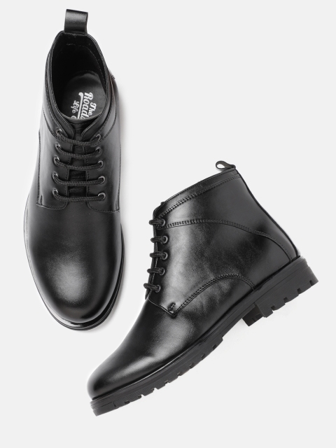 

Roadster Men Black Solid Synthetic Leather High-Top Flat Boots