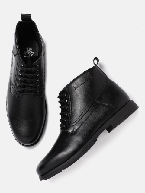 

Roadster Men Black Solid Synthetic Leather Mid-Top Flat Boots