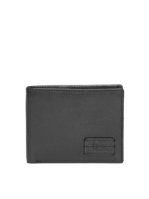 

Being Human Men Black Solid Leather Two Fold Wallet
